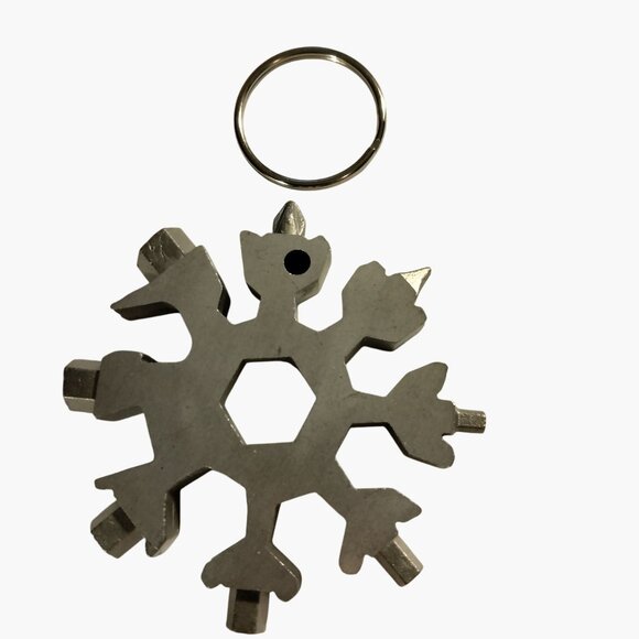 Metal Snowflake Multi Tool Keychain With 18 In1 Functions - Picture 1 of 11